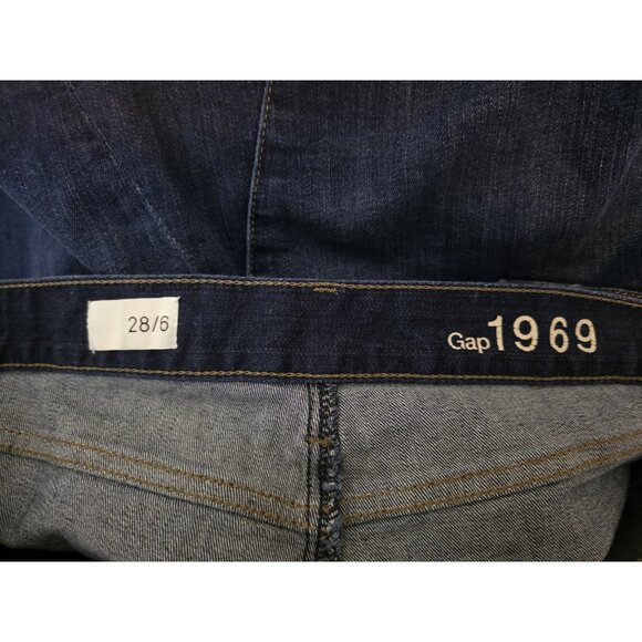 GAP Jean Skirt Women's Size 28 / 6  Dark Blue Denim Button Fly Cut Off Skirt - Picture 8 of 10